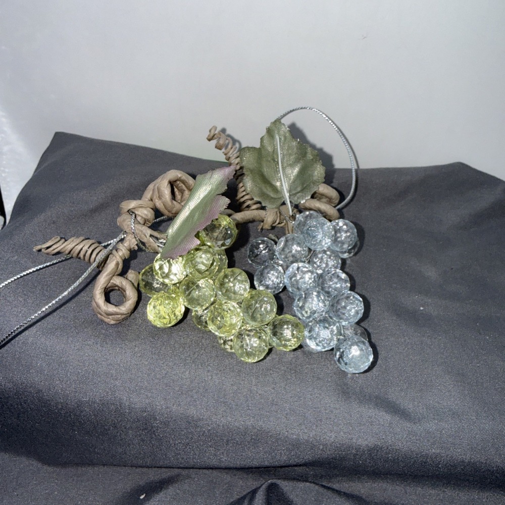 Light green And Clear lucite grape Clusters ornaments Pre Owned